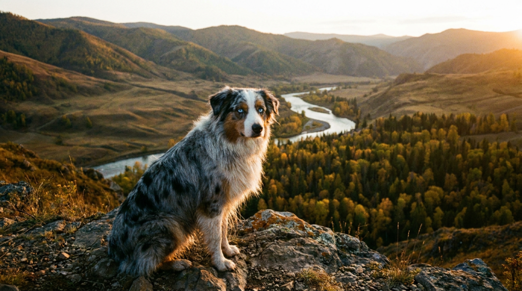 Berger Australien sur une montagne, paysage magnifique.