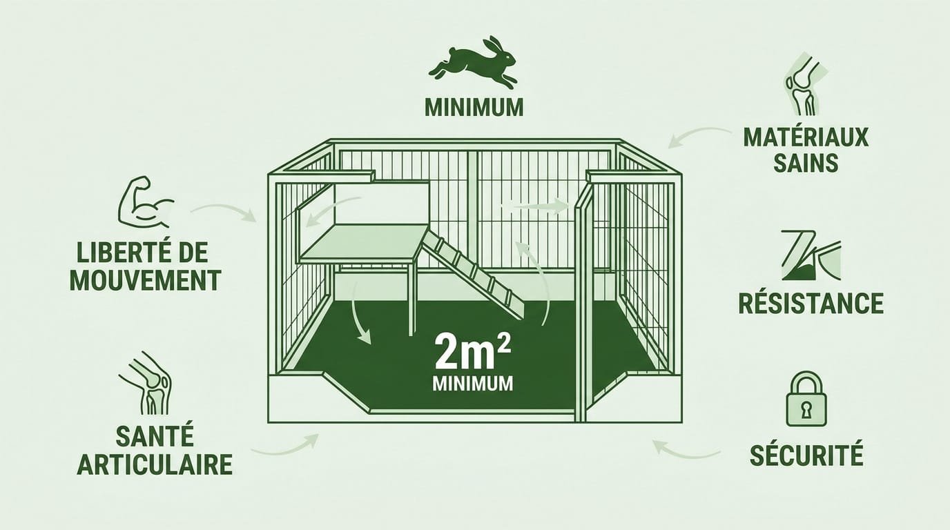 Cage spacieuse pour lapin et sécurisée avec enclos modulable