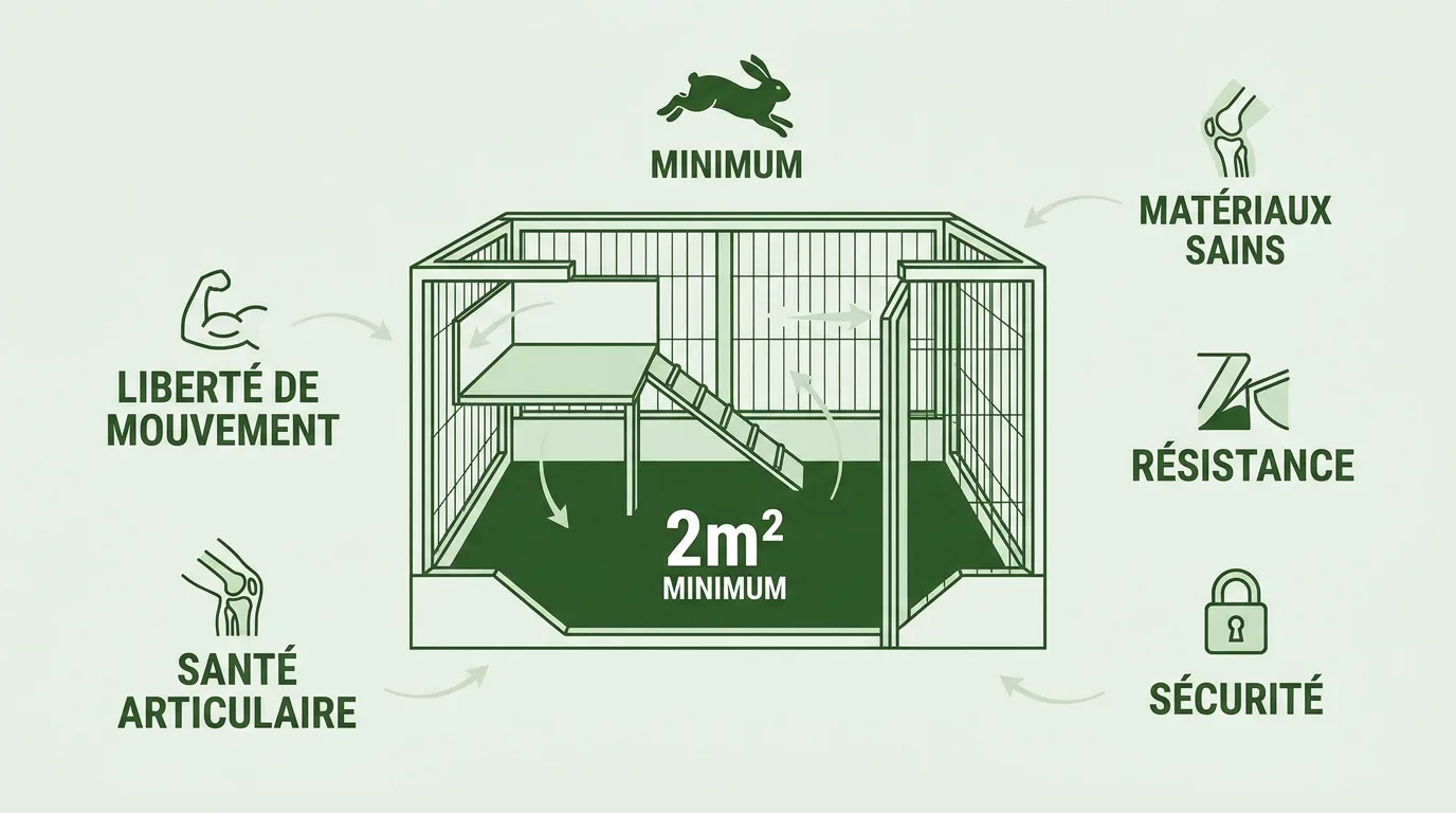 Cage spacieuse pour lapin et sécurisée avec enclos modulable