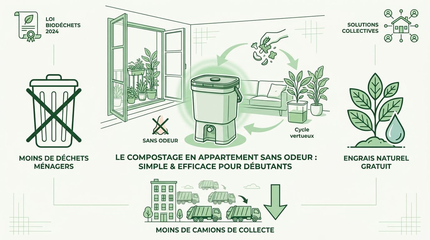 Système de compostage compact et inodore pour cuisine en appartement