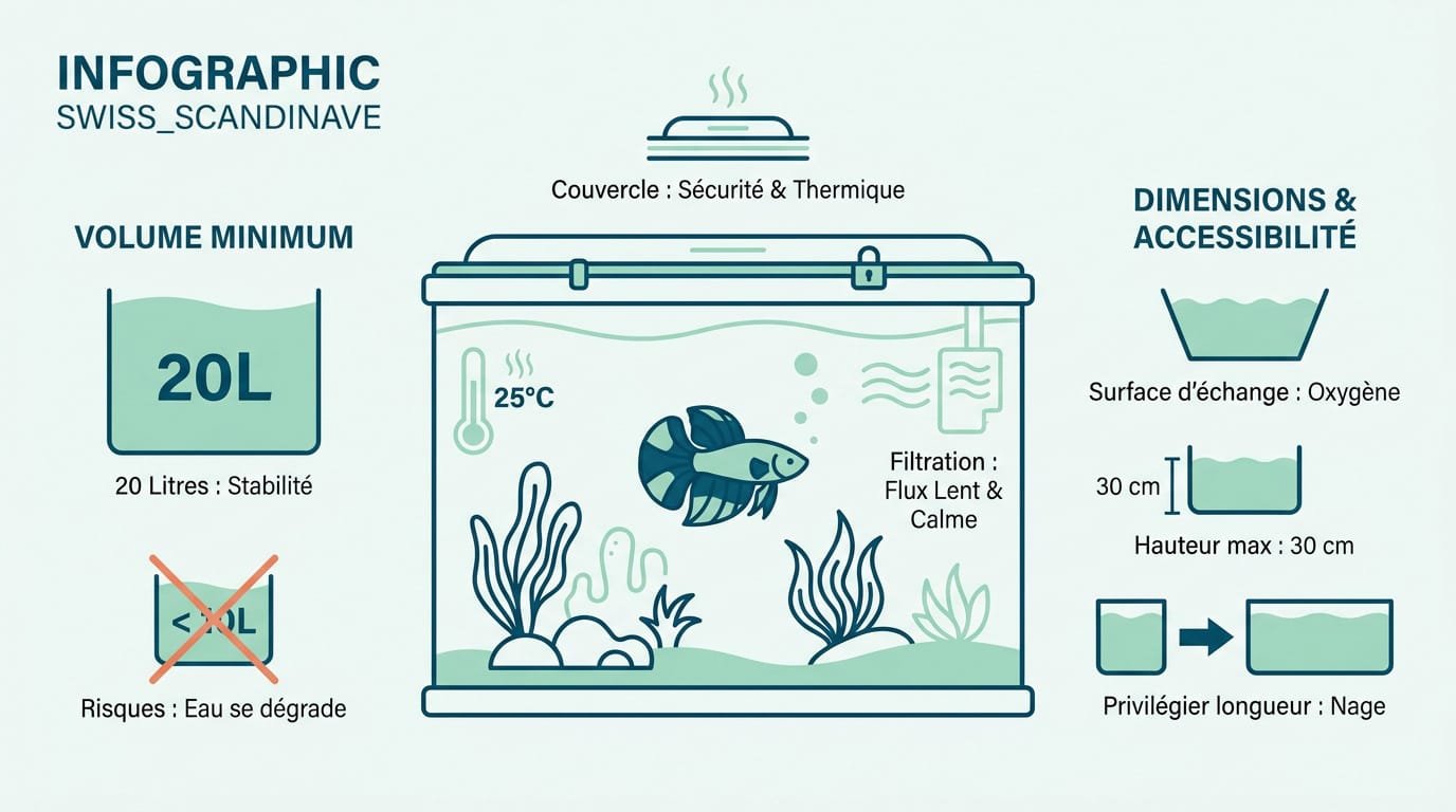 Aquarium idéal pour poisson combattant avec plantes et éclairage adapté