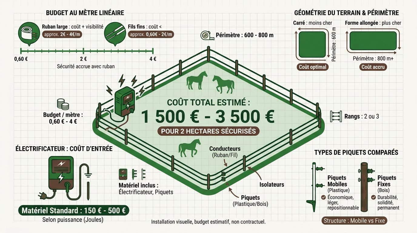Budget d'une clôture électrique chevaux sur une parcelle de deux hectares
