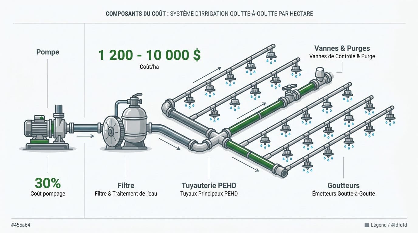 Installation d'un système d'irrigation goutte-à-goutte dans un champ agricole