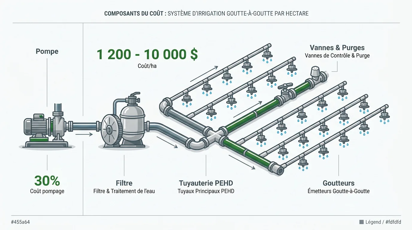 Installation d'un système d'irrigation goutte-à-goutte dans un champ agricole
