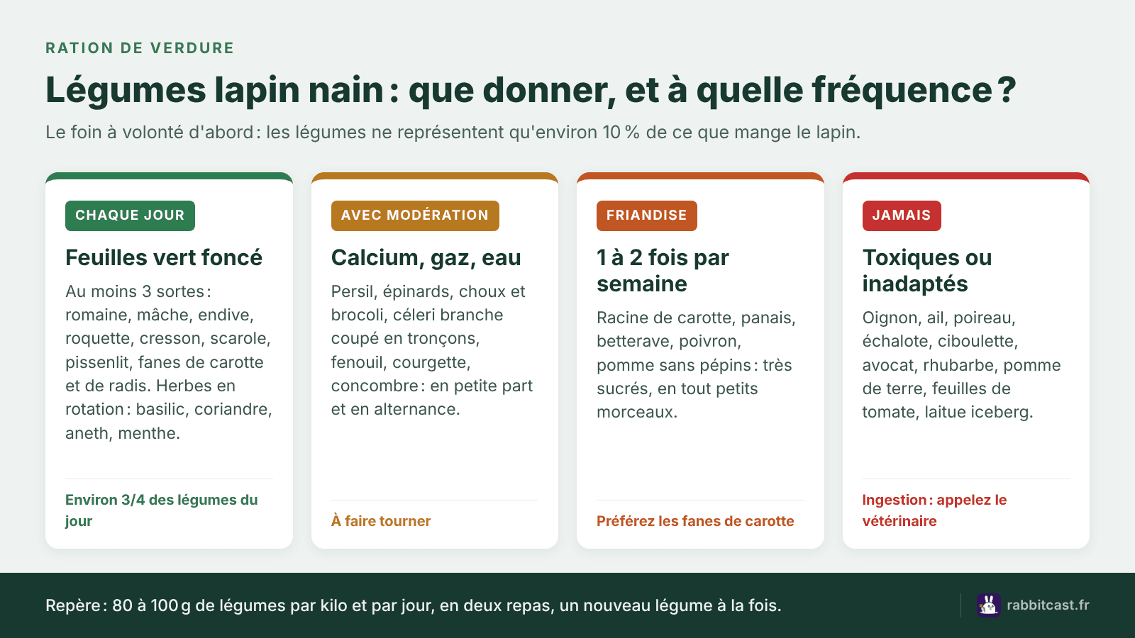 Légumes lapin nain : ce qu'on donne chaque jour, avec modération, en friandise ou jamais