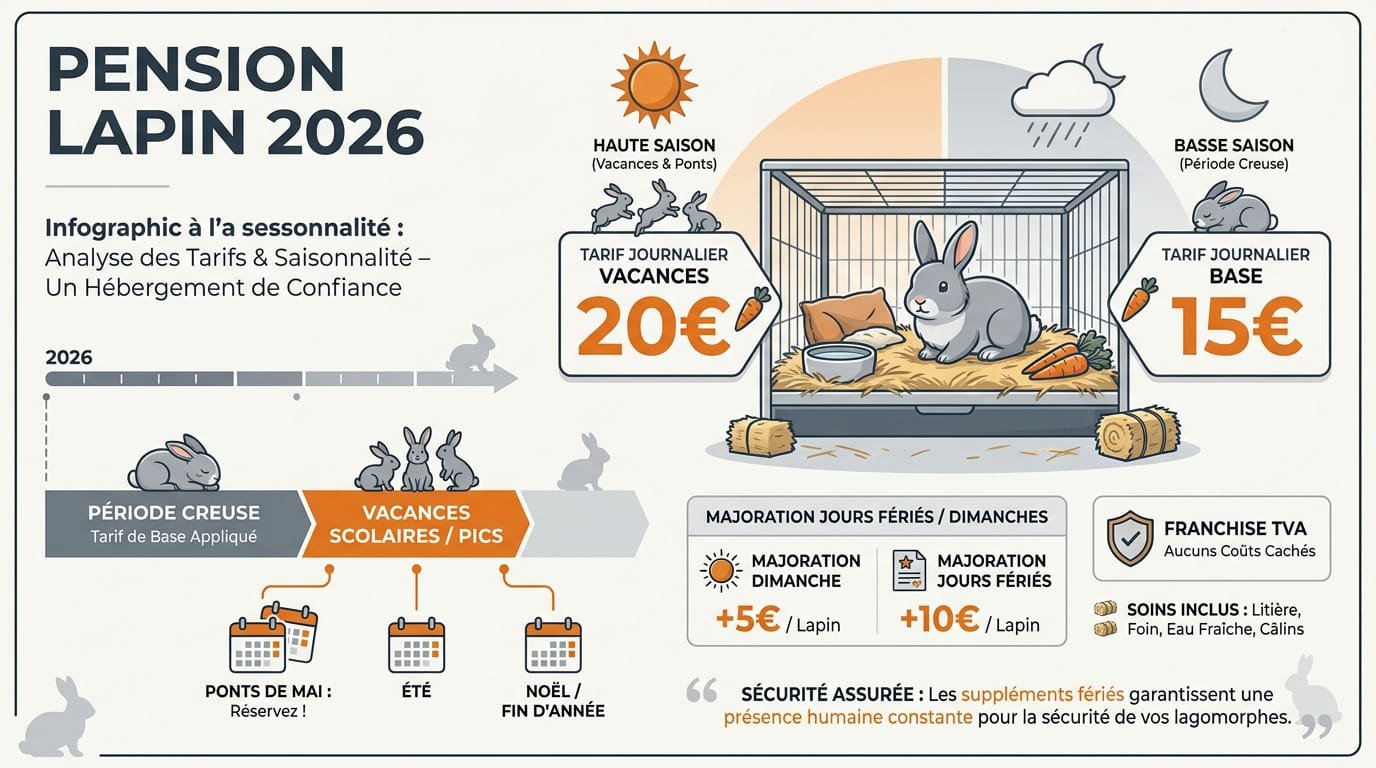 Prix d'une pension pour lapin en 2026 : tarifs selon la saisonnalité