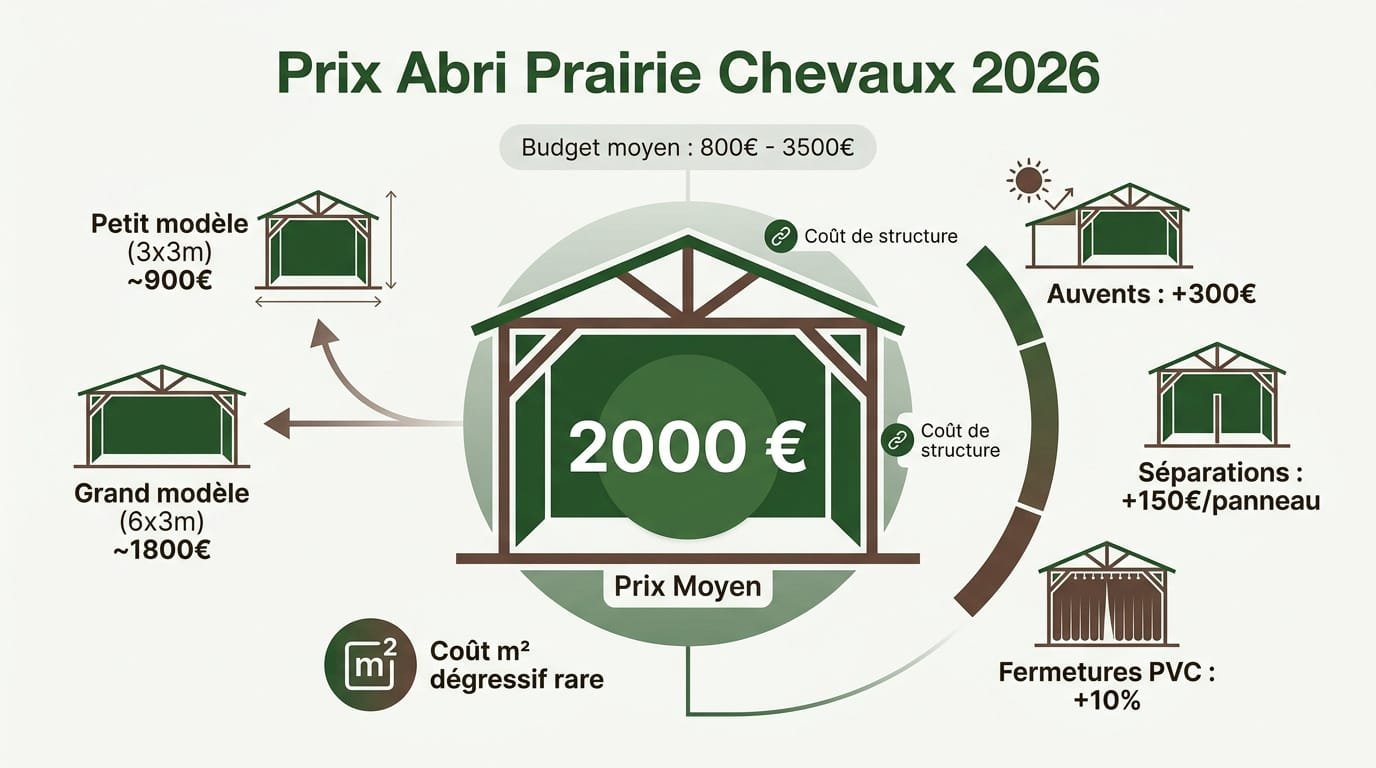 Prix abri prairie chevaux : abri en bois Douglas en extérieur