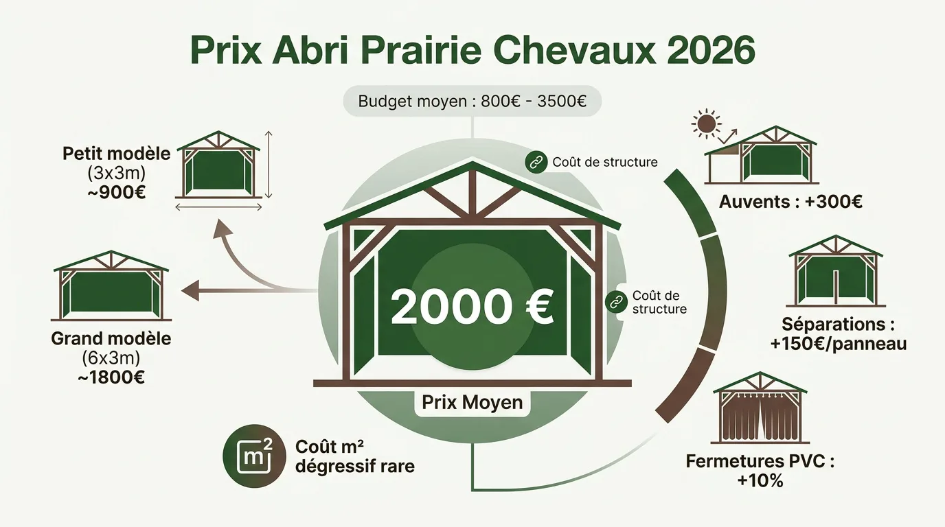 Prix abri prairie chevaux : abri en bois Douglas en extérieur