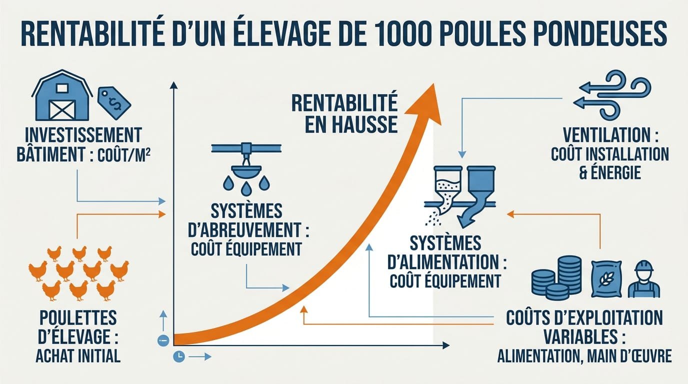 Bâtiment avicole moderne pour 1000 poules pondeuses