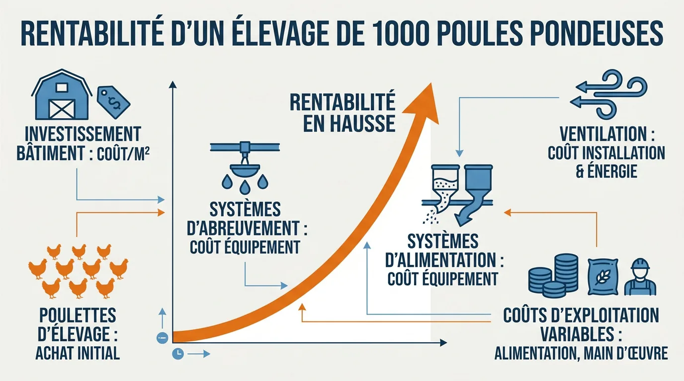 Bâtiment avicole moderne pour 1000 poules pondeuses