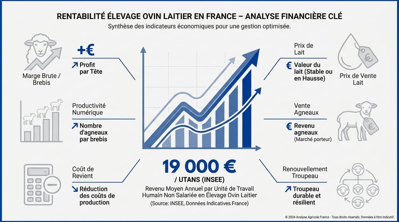 Brebis laitière : marge brute, productivité numérique, coût de revient, prix du lait et vente des agneaux, les indicateurs de rentabilité