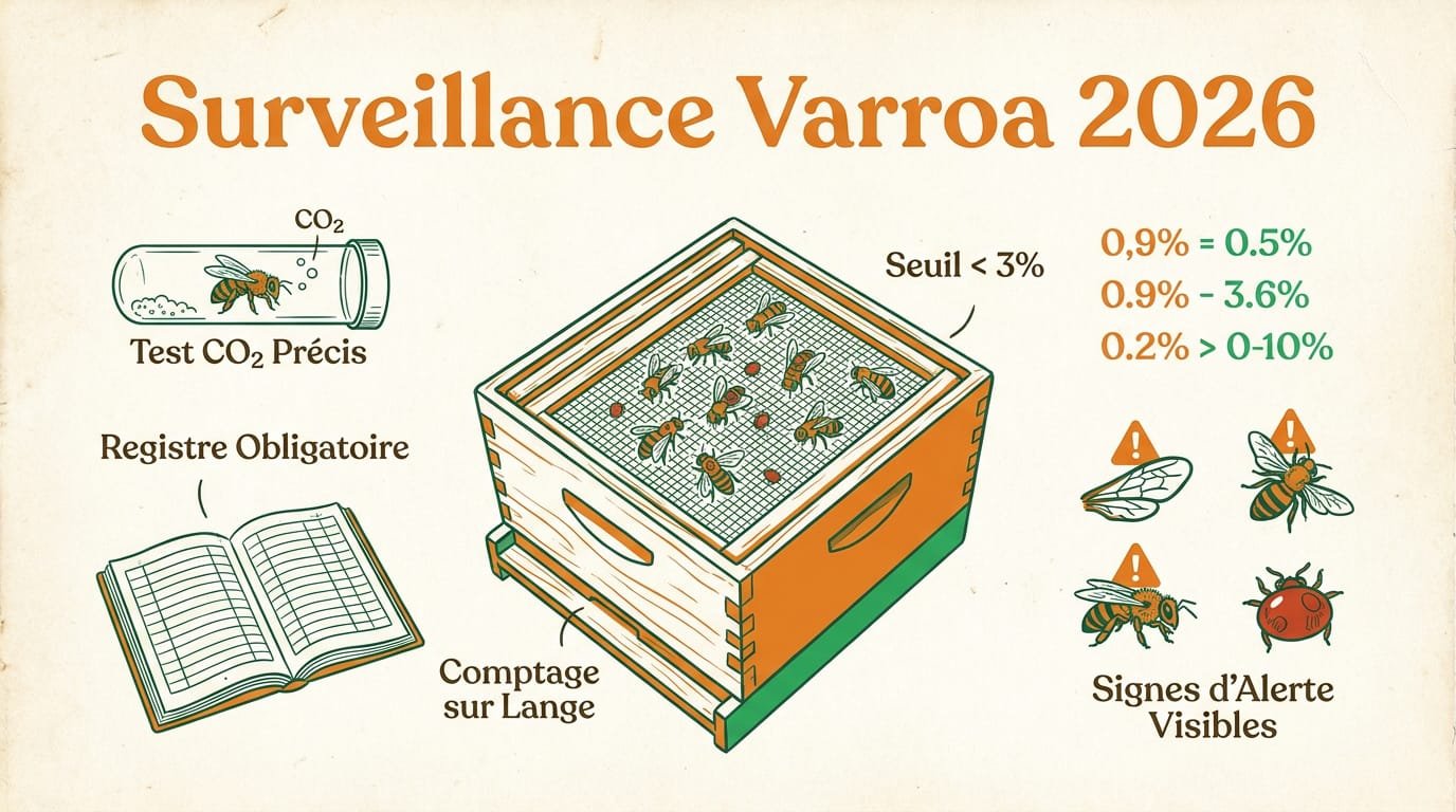 Apiculteur comptant les varroas tombés sur un lange graissé avant un traitement varroa naturel