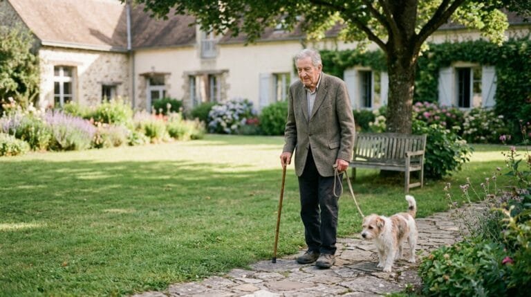 Animal de compagnie en EHPAD : résidente âgée avec son chien dans sa chambre