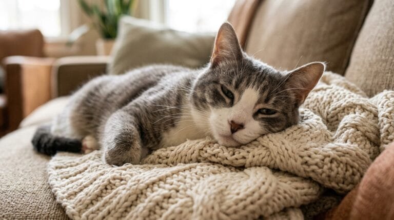 Mon chat me comprend : chat aux yeux mi-clos qui écoute son propriétaire